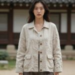 여성 여름 린넨 자켓 세미 루즈핏 실루엣을 보여주는 이미지
