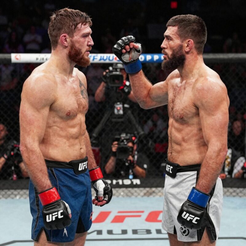 UFC 328 메인이벤트 션 스트릭랜드와 함자트 치마예프 경기 장면