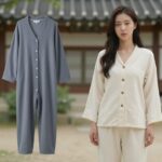 여성 우븐슬립온 코디 예시