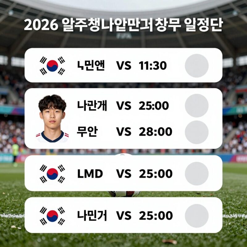 2026 월드컵 일정 총정리 1 2026 FIFA 월드컵 대한민국 조별리그 일정과 주요 선수 명단 표