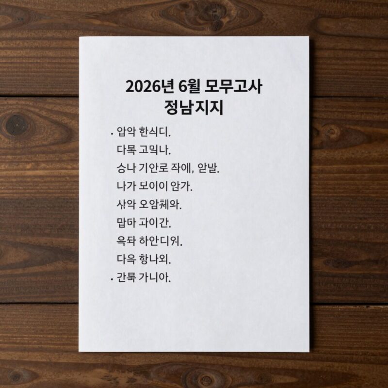 2026년 6월 모의고사 정답지 이미지