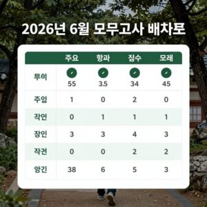 2026년 6월 모의고사 배치표 주요 학과 점수 요약 그래프