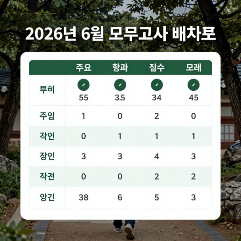 2026년 6월 모의고사 배치표 주요 학과 점수 요약 그래프