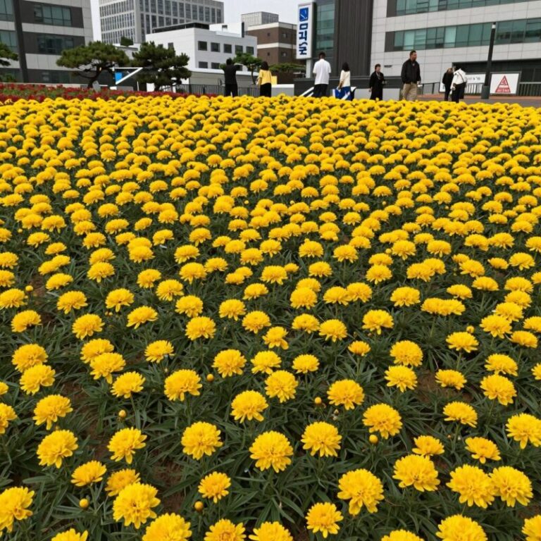 담장을 타고 흐드러지게 핀 주황색 능소화 꽃