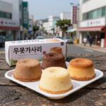 제주 우무 매장에서 판매하는 우뭇가사리 푸딩 디저트 다양한 색상과 포장
