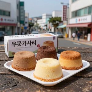 제주 우무 매장에서 판매하는 우뭇가사리 푸딩 디저트 다양한 색상과 포장