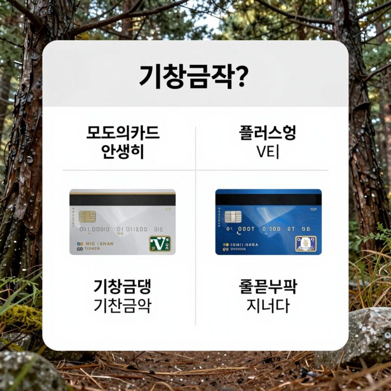 모두의카드 일반형과 플러스형의 기준금액과 환급 구조를 비교한 표와 카드 이미지