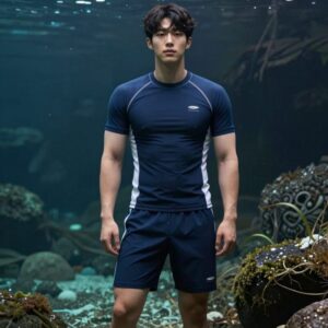 안다르 남자 래쉬가드 집업과 스윔팬츠 세트