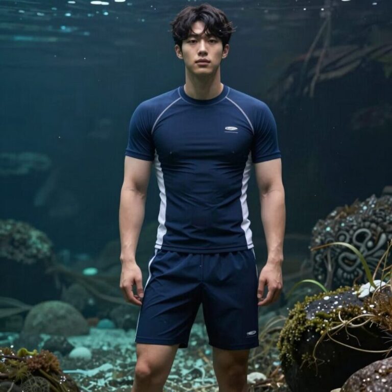 안다르 남자 래쉬가드 집업과 스윔팬츠 세트