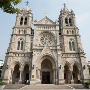 코트디부아르 야무수크로에 위치한 평화의 성모 대성당 전경