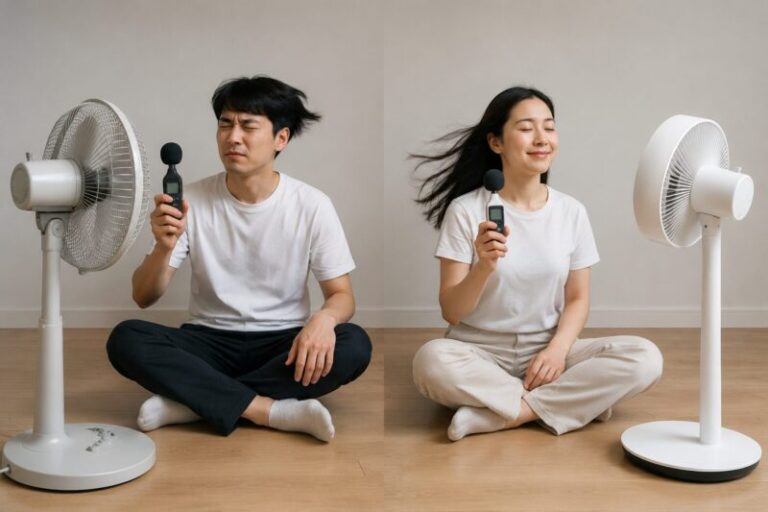 BLDC 선풍기와 일반 선풍기의 소음 및 바람 비교 이미지
