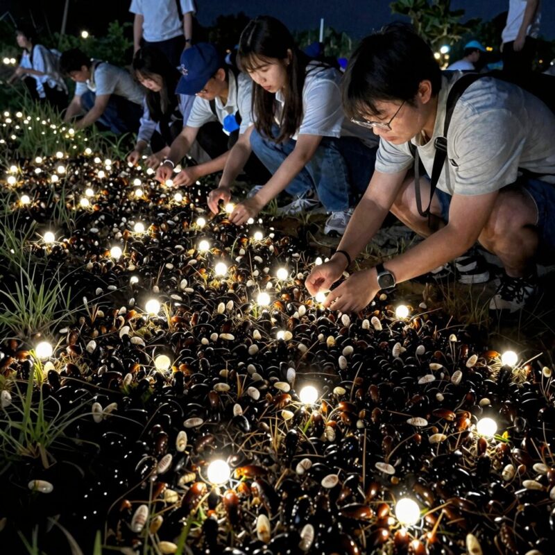 제주 청수리반딧불이 축제와 가성비 호텔 1 청수리반딧불이 축제 야간 탐방 모습과 반짝이는 반딧불이 군락
