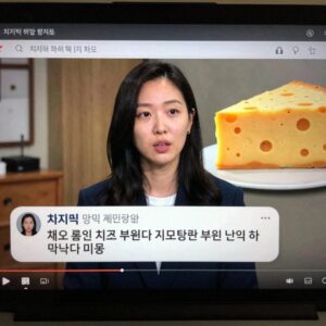 치지직 방송 화면 예시 채팅과 치즈 후원창 포함
