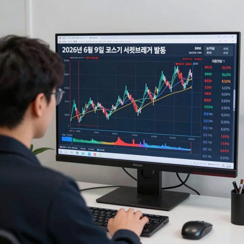 서킷브레이커 뜻 오늘 코스피 멈춘 이유 1 2026년 6월 9일 코스피 서킷브레이커 발동 당시 차트와 뉴스 화면