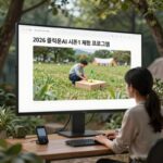 2026 클릭온AI 시즌1 체험 프로그램 화면 AI 스마트팜 코딩과 펭수 게임 모습