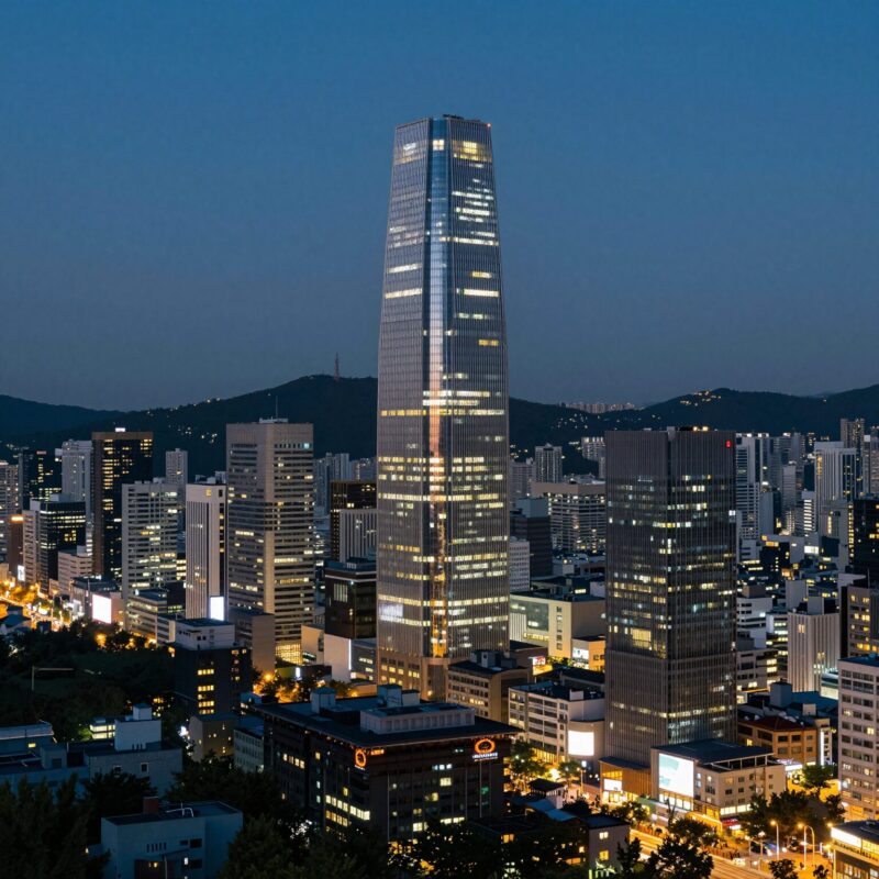 콘래드 루프탑 바에서 바라본 도시 야경, 동방명주와 빌딩 숲이 반짝인다