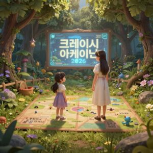크레이지 아케이드 2026 신규 캐릭터 루나와 달빛 정원 맵에서의 플레이 장면