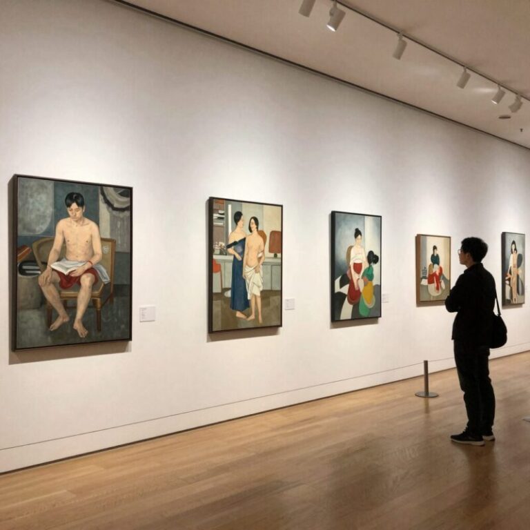 대구미술관 서화무진 전시 내부 전경, 다양한 현대 한국화 작품이 전시된 공간