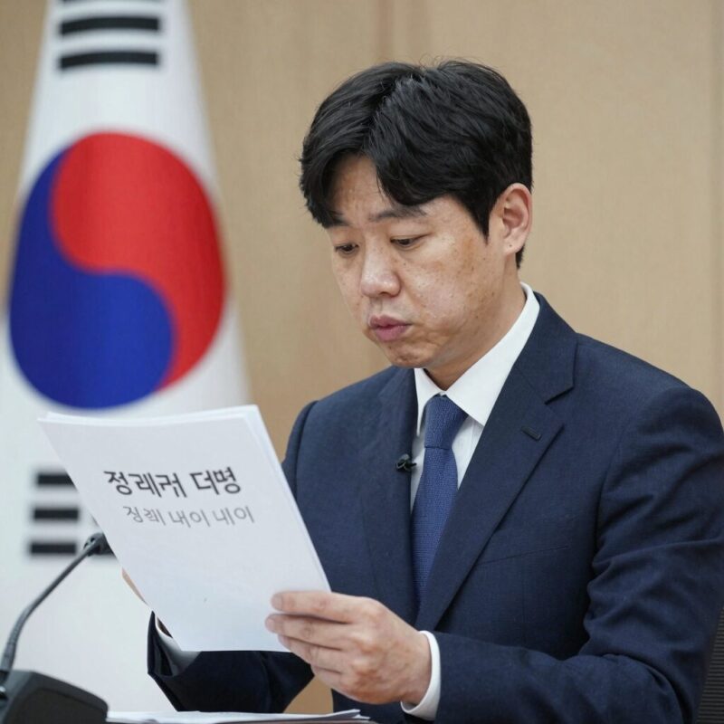 정빛나 대변인 항미원조 논란 침묵 이유 1 정빛나 국방부 대변인이 정례브리핑에서 기자 질문에 답변하고 있는 모습. 표정이 굳어 있고 손에 든 서류를 내려다보며 당황한 기색이 역력하다.