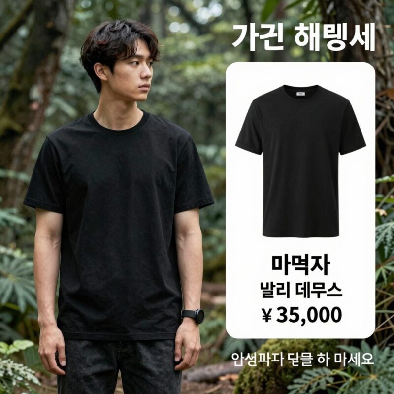 데우스 반팔 발리 쇼핑 가격 정리 1 발리 데우스 반팔 티셔츠 매장에서 착용한 모습과 가격 비교 이미지