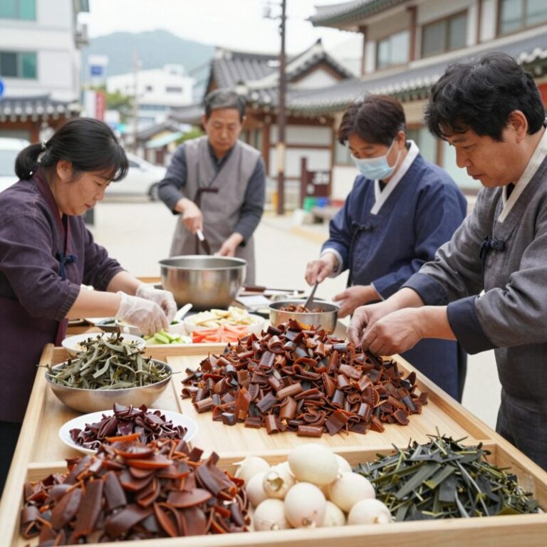 도토리묵사발 만들기 재료 준비 모습