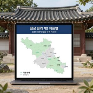 지방선거 결과 개표율과 득표율을 실시간으로 확인하는 중앙선관위 시스템 화면과 집값 정치 성향 지도 예시
