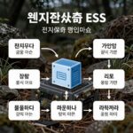 ESS 뜻 완벽 정리 에너지저장시스템 ESS 개념도로 전기 저장 후 공급하는 과정을 시각화한 이미지