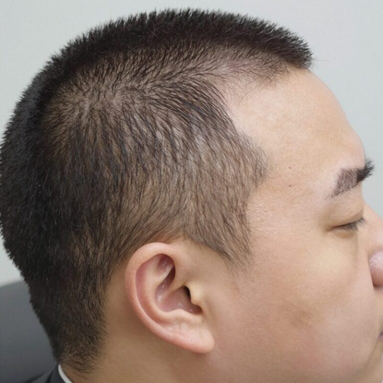 비절개모발이식 히든컷 시술 후 3개월차 이식부위 세밀 모습