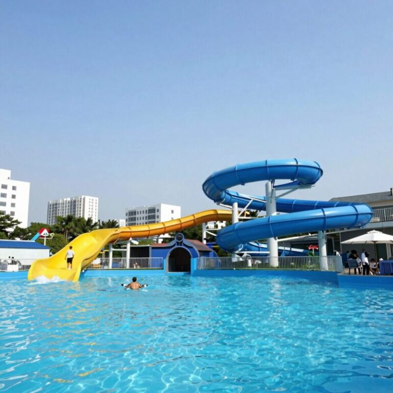 가평 아마존 수상레저 워터슬라이드와 바베큐 공간 전경