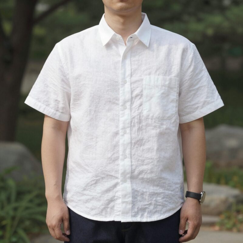지오다노 린넨셔츠 여름 필수 1 지오다노 린넨셔츠 화이트 연청 반바지 코디 예시