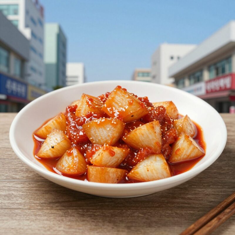 완성된 고추장 감자조림 접시에 담긴 사진