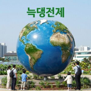 녹색경제 뜻을 나타내는 지구와 재생에너지 아이콘