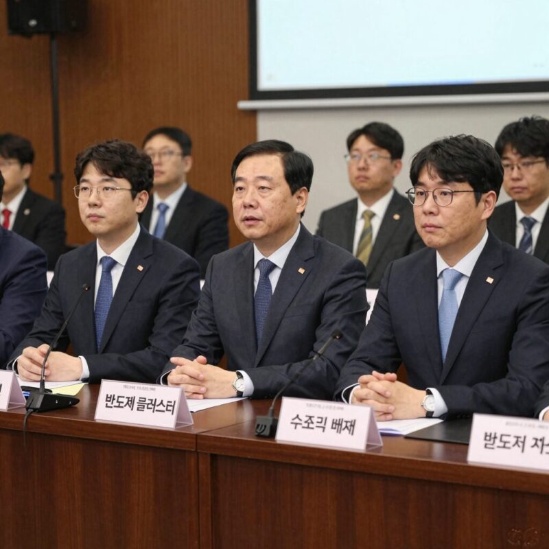 국민의힘 경기도 후보들이 반도체 클러스터 수도권 배제 반대 성명을 발표하는 기자회견 모습