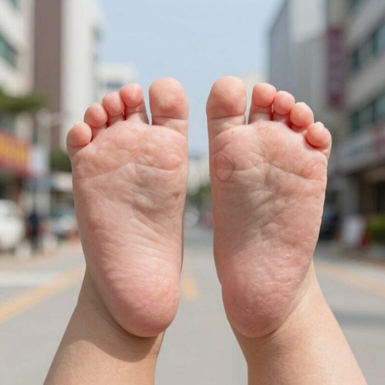아기 손과 발에 생긴 수족구 수포 증상 사진