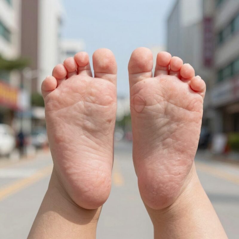 아기 손과 발에 생긴 수족구 수포 증상 사진