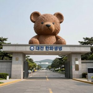 대전 한화생명볼파크 입구와 꿈돌이 조형물
