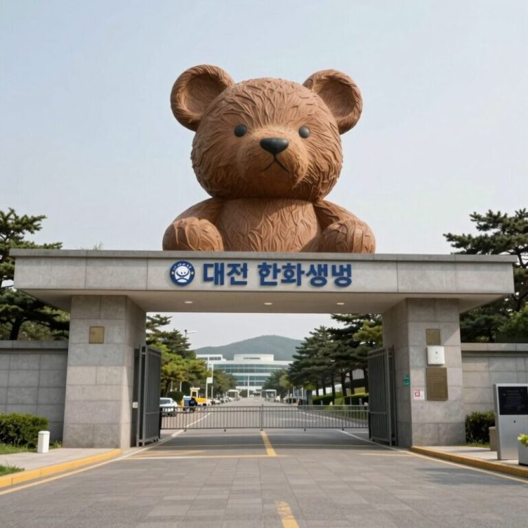 대전 한화생명볼파크 입구와 꿈돌이 조형물
