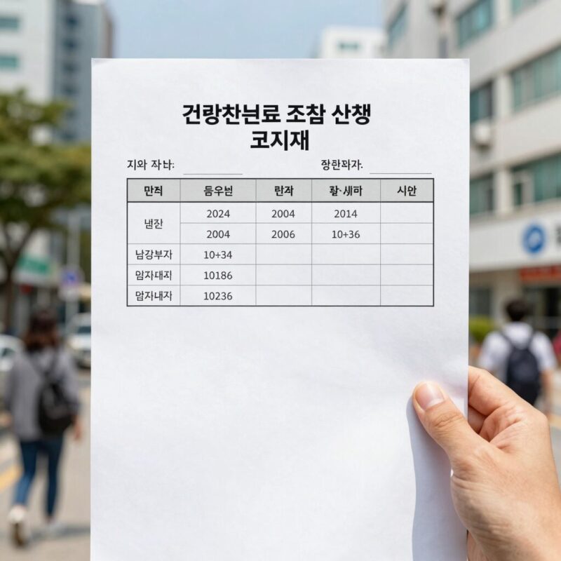 건강보험료 조정 신청 후 납부 금액 변화를 보여주는 고지서 사진