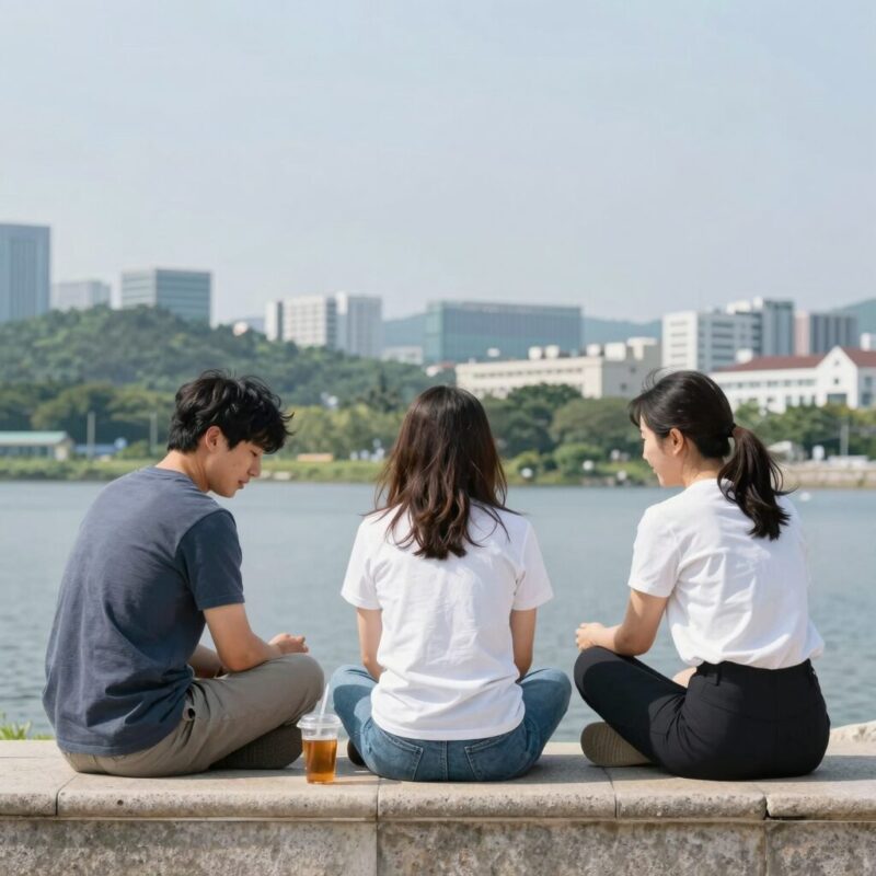 더위 먹었을때 응급 대처 방법 그림으로 시원한 장소에서 휴식과 수분 섭취를 강조하는 이미지