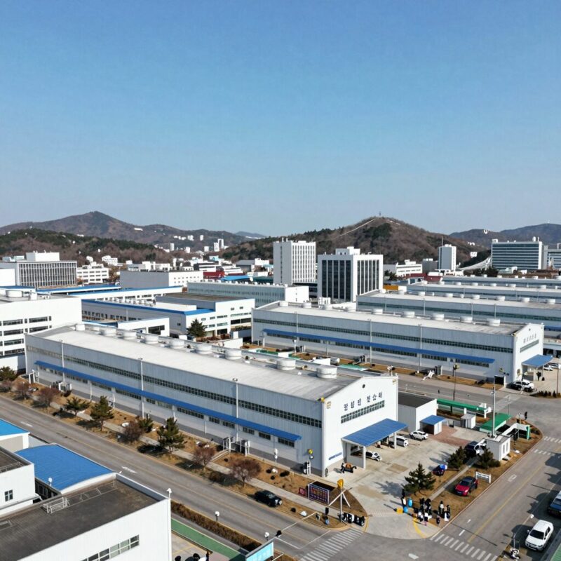 호남 반도체 클러스터 전경으로 광주 첨단단지 내 공장과 연구시설 항공 사진