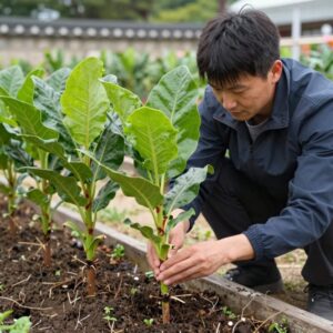 수국 삽목을 위해 적절한 길이로 자르고 잎을 정리한 삽수 사진