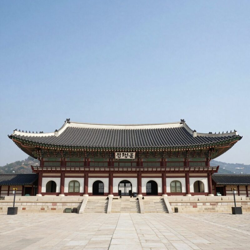 천안 독립기념관 겨레의 탑 전경, 웅장한 건축물과 푸른 하늘