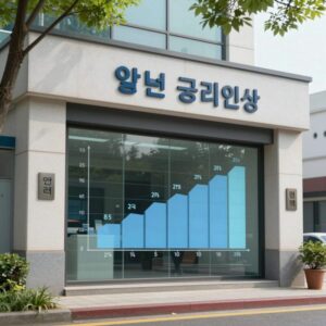 일본 은행 본점과 금리 인상 그래프
