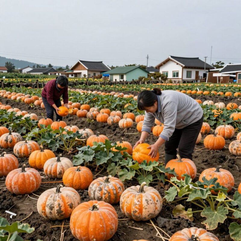 제주 보타리농장 유기농 밤호박 첫 수확 사진