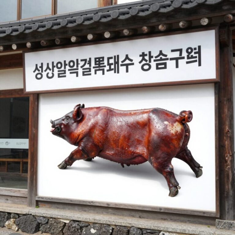 성산일출봉 제일흑돼지 제주길흑돼지참숯구이 외관과 간판