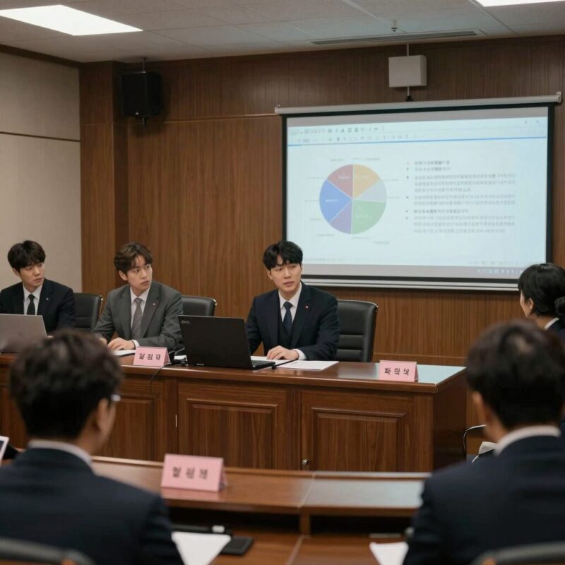 JTBC 뉴스룸 내부 모습, 법정관리 위기를 상징하는 긴장된 분위기