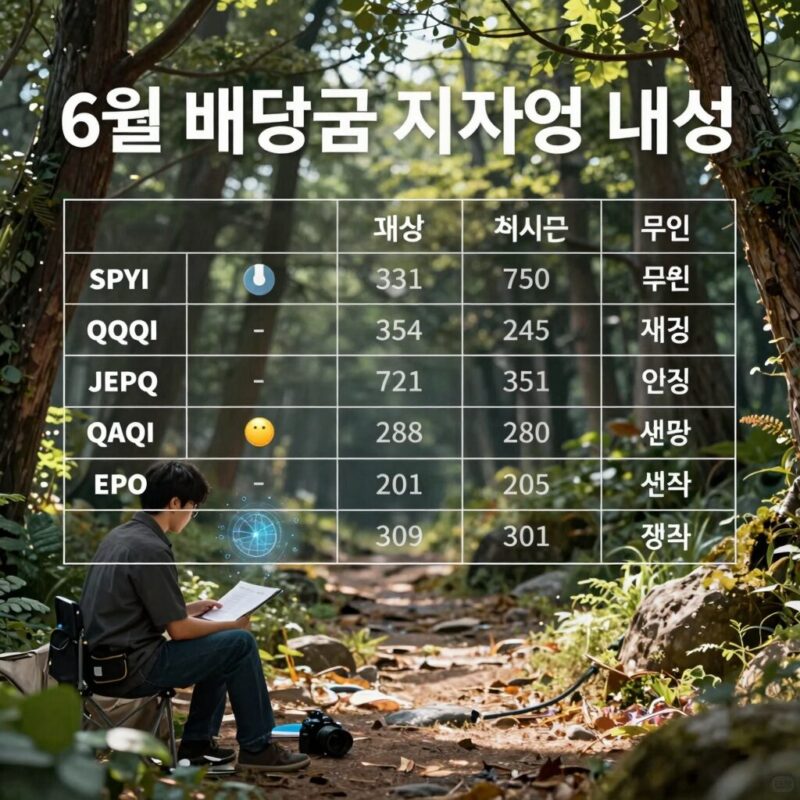 6월 배당금 지급 내역 요약 표 SPYI QQQI JEPQ 배당 비교