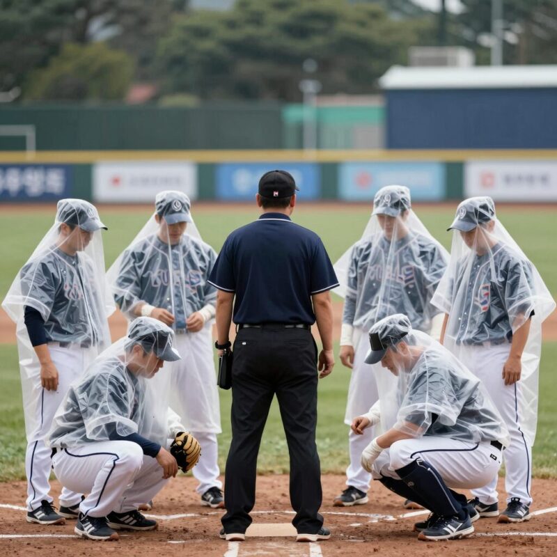 KBO 무승부 논란 승부치기 도입 필요성 1 KBO 연장 강우콜드 무승부 상황에서 심판과 선수들이 방수포를 덮는 모습