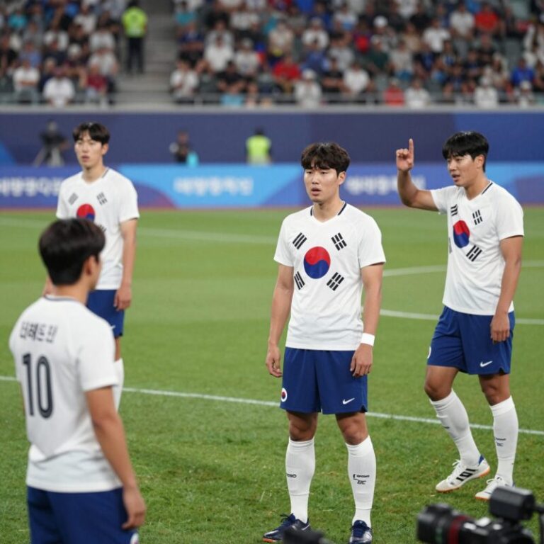 대한민국 대 체코 2026 월드컵 경기 중 선수들의 모습