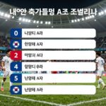 대한민국 월드컵 첫 경기 뒤 지금 대한민국 축구 국가대표팀 A조 조별리그 일정 요약 이미지
